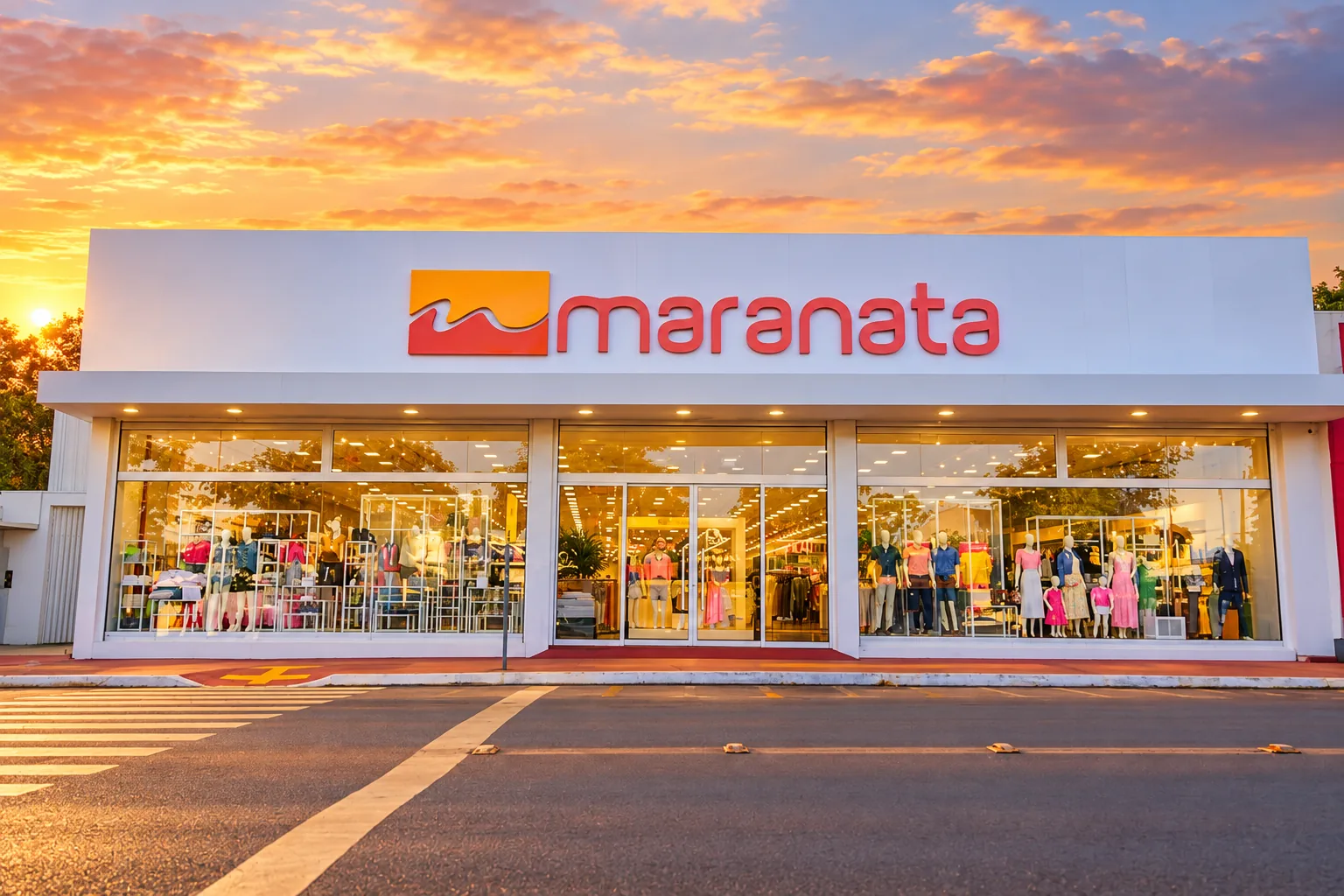 Imagem ilustrativa da fachada da Maranata ao entardecer